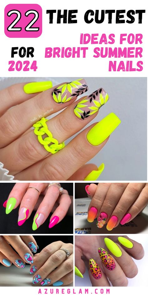 Elevate your summer nail game with 22 dazzling ideas for bright summer nails that are sure to turn heads in 2024. Dive into a world of vibrant colors and captivating designs, from bold neon hues to chic solid shades. Whether you prefer short and sassy or long and glamorous, our curated collection offers a diverse range of options to suit your style. Say goodbye to dull nails and hello to a summer filled with color, creativity, and endless possibilities. Vibrant Nail Colors, Occasion Nails, Bright Summer Acrylic Nails, Bright Summer Nails Designs, Bright Nail Art, Bright Nail Designs, Fashionable Nails, Neon Nail Designs, Inspiration Nails