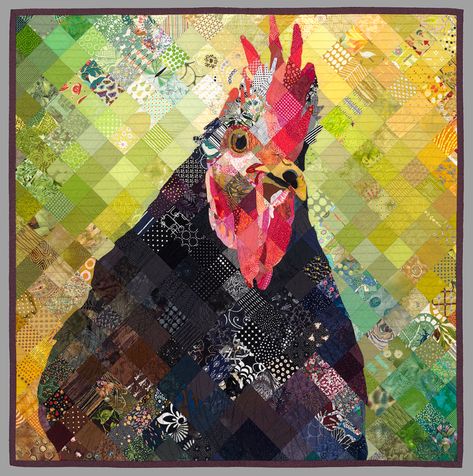 Spotlight: Timna Tarr, Quilt Designer and Artist | Create Whimsy Timna Tarr, Mother Clucker, Collage Quilting, Watercolor Quilt, Jaybird Quilts, Map Quilt, Start Quilting, Bird Quilt, Animal Quilts