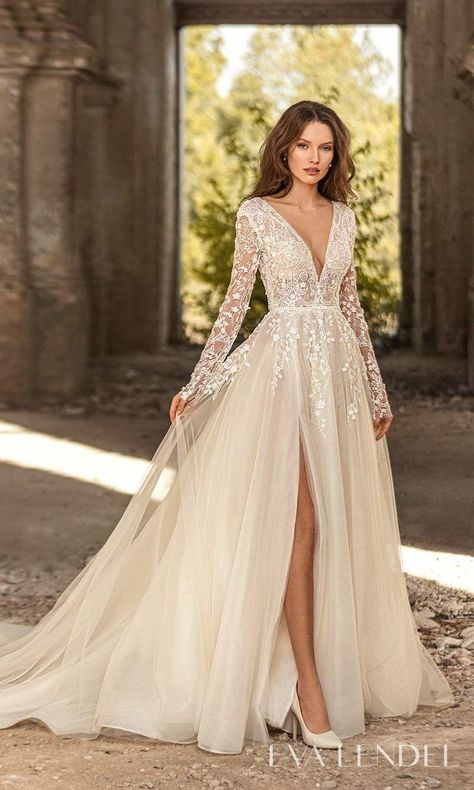 Golden Hour Wedding, Eva Lendel, Pretty Wedding Dresses, Exquisite Gowns, Cute Wedding Dress, Dream Wedding Ideas Dresses, Your Gorgeous, Sleeve Wedding Dress, Up Wedding