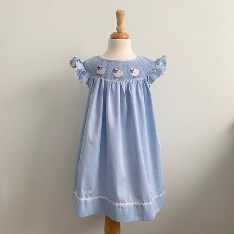 Item: Girls Smocked Dress Beautifully Hand-Made Embroidery Exquisite Heirloom Quality Details: Embroidered, Smocking, Ruffled Butterfly Cap Sleeves, Round Collar, Pleated Condition: Nwt - Brand (New) Never Used In Excellent Condition From Clean And Smoke Free Home. Fabric: 100% Cotton Color: Baby Blue Size: 5t-6t Pink Floral Sundress, White Tulle Dress, Girls Knitted Dress, Ralph Lauren Baby Girl, Girls Smocked Dresses, Girls Smock, Flannel Dress, Girls Christmas Dresses, Floral Embroidered Dress