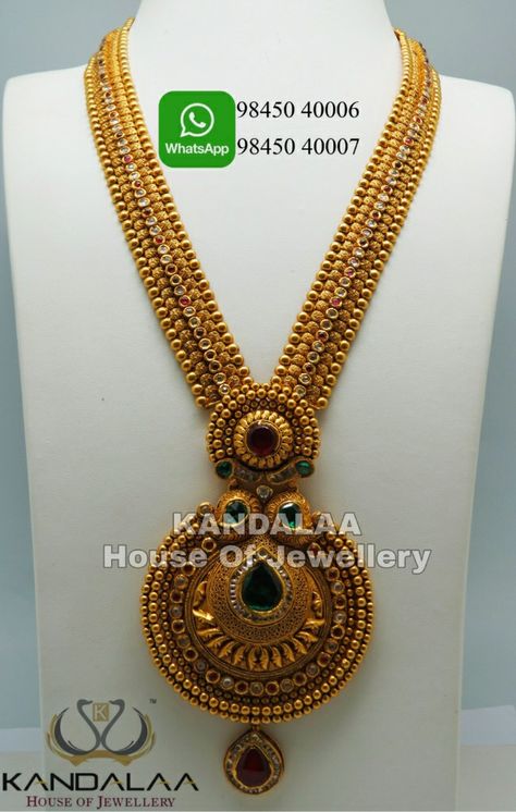 Antique Long Necklace gold Antique Hara Gold Gold Long Necklace Indian Antiques, Long Antique Necklace Gold, Long Necklace Gold Indian, Antique Long Necklace, Rani Har, Jwellary Design, Parlour Design, Antique Necklace Gold, Long Necklace Gold