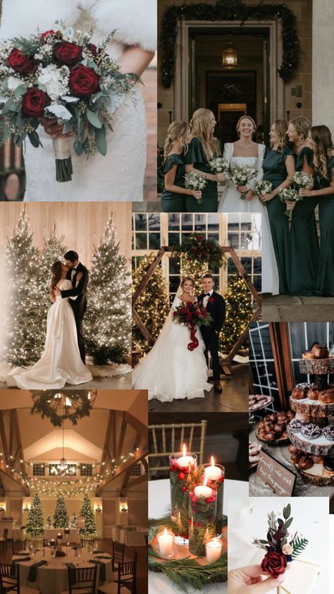 Wedding In Winter Ideas, January Wedding Venues, Christmas Wedding Colour Scheme, Winter Weddings On A Budget, Winter Whimsical Wedding, Winter Vintage Wedding, Cowboy Christmas Wedding, Wedding Winter Decorations, Christmas Wedding Party Attire