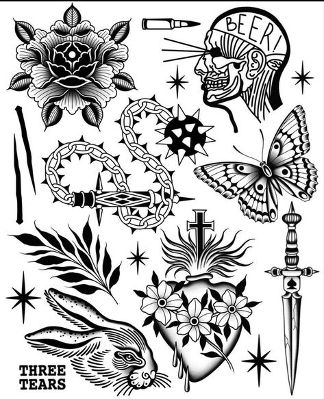 American Traditional Ball And Chain Tattoo, American Traditional Chain Tattoo, Ball And Chain Tattoo Traditional, American Traditional Bunny, Black And Gray American Traditional, Traditional Bunny Tattoo, Flower Tattoo Carnation, Black And Gray Traditional Tattoos, Neo Traditional Tattoos Black And Grey