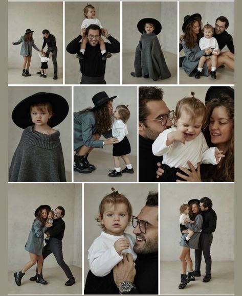 Monochrome Family Photos, White Studio Family Photoshoot, Vogue Family Photoshoot, Family Photo Studio Outfits, Modern Family Photos Shoot, Family Studio Photography Outfits, Editorial Family Photoshoot, Studio Photoshoot Ideas Family, Family Of 3 Photoshoot Studio