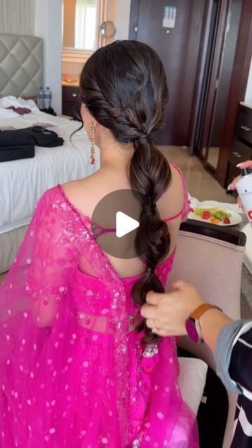 GLAMOUR DOLLS STUDIO on Instagram: "All her own hair, No extensions or paddings used …Final touches to this stunning bubble braid for @nimi_mann sangeet/chorra ceremony #indianbarbie   Hair products used to created this hairstyle @colorwowhair dream coat, raise the root @schwarzkopfcan osis session extra strong hold & flexible dry light hairspray, elastic fiber gum @balmainhair texture hairspray, argan oil elixir @ghdhair curling iron  #indianbride #indianbridalhairstyle #bridalhair #bridehair #bridalhairstyle #weddinghair #weddinghairstyles #hairstyles #balmainhair #colorwow #ghdhair #braids #braidstyles #hairdo #hairtutorial #sangeet #hairartistry #bridalinspiration #schwarzkopf #vancouverhairstylist #hairtips #punjabiwedding #sikhbride #indianmakeupartist #hairvideo  [ bride, Indian bri Braids Indian Hairstyles, Bride Hairstyles Braid, Sangeet Hairstyles For Bride, Indian Bride Hairstyles, Raise The Root, Balmain Hair, Bride Indian, Sikh Bride, Bubble Braid