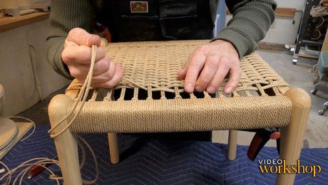 Contemporary stool with a woven Danish cord seat - FineWoodworking Rigid Heddle Weaving Projects, Danish Modern Chairs, Fine Woodworking Project, Danish Cord, Diy Stool, Contemporary Stools, Chair Repair, Contemporary Sideboard, Diy Bowl