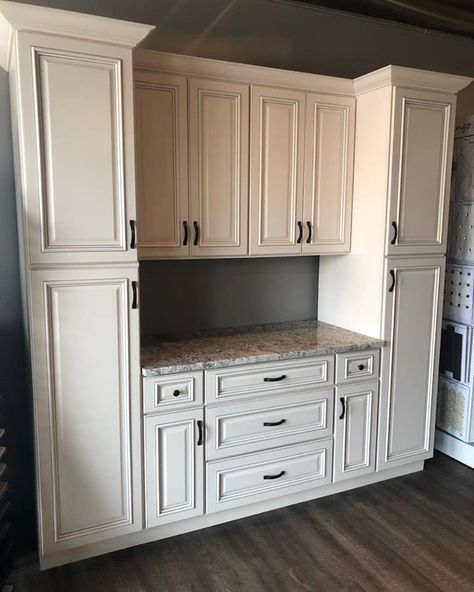 Additional Kitchen Cabinets, Pantry Wall Cabinets With Counter, Full Wall Pantry Ideas, Kitchen Wall Cabinet Ideas Extra Storage, Kitchen Cabinet Pantry Ideas, Kitchen Built In Cabinets, Kitchen Wall Cabinet Ideas, Cabinet Wall Kitchen, Wall Pantry Cabinets