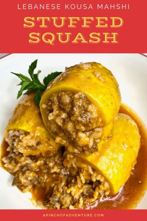 Lebanese Squash Recipe, Kousa Mahshi Recipe, Stuffed Yellow Squash, Make With Ground Beef, Yellow Squash Recipes, Summer Squash Recipes, Stuffed Squash, Aip Paleo Recipes, Acorn Squash Recipes