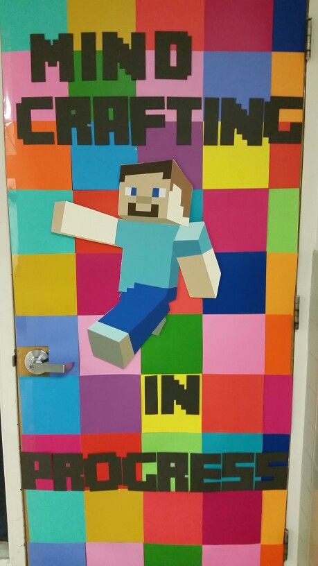 Level Up Door Decorations, Game On Door Decorations, Technology Classroom Door Ideas, Video Game Classroom Decor, Minecraft Classroom Door, Minecraft Door Decoration, Game Theme Door Decorations, Video Game Classroom Door Ideas, Video Game Door Decorations