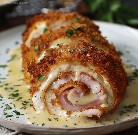 Crispy, Creamy Chicken Cordon Bleu Recipe - My Home Made Recipe Creamy Chicken Cordon Bleu, Cordon Bleu Recipe, Chicken Cordon Bleu Recipe, Favorite Recipes Dinner, Chicken Cordon, Chicken Cordon Bleu, Cordon Bleu, Chicken Dishes Recipes, Creamy Chicken