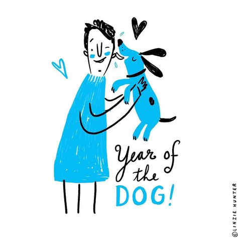 Linzie Hunter, Dog And Human, Simple Draw, Cartoon Characters Sketch, Human Illustration, Year Of The Dog, Cat Stories, Dog Years, Painting Inspo