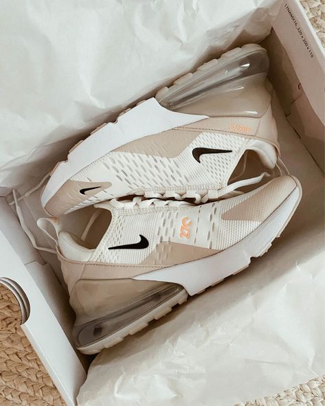 Trendy Tennis Shoes, White Nike Sneakers, Neutral Sneakers, Nude Sneakers, Baggy Jean Shorts, Tan Sneakers, Neutral Shoes, Womens Tennis Shoes, Nike Shoes Air Max