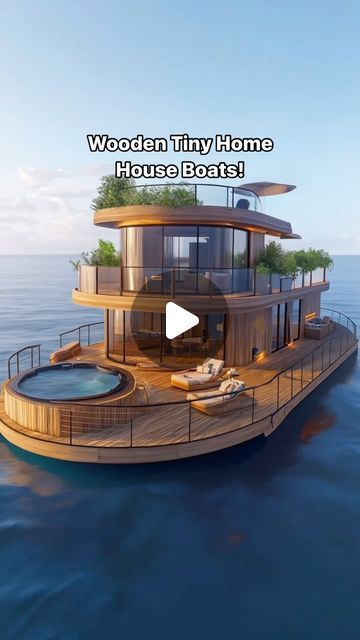 Inspiring Designs on Instagram: "These wooden tiny home house boats look absolutely stunning! 🤯🤯 #houseboat #boatlife #yachts #camperlife #outdoorlife" Boat House Ideas, Houseboat Living Interiors, House Boat Living, Small Houseboats, Barge Interior, Pontoon Houseboat, Luxury Houseboats, Narrowboat Interiors, Liveaboard Boats