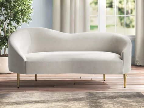 18 Best Curved Sofas: Including Modern, Small, and Budget Couches Curved Loveseat, Boss Office, Velvet Loveseat, Salon Suites, Modern Loveseat, Sofa Review, Matching Chairs, Meridian Furniture, Curved Sofa