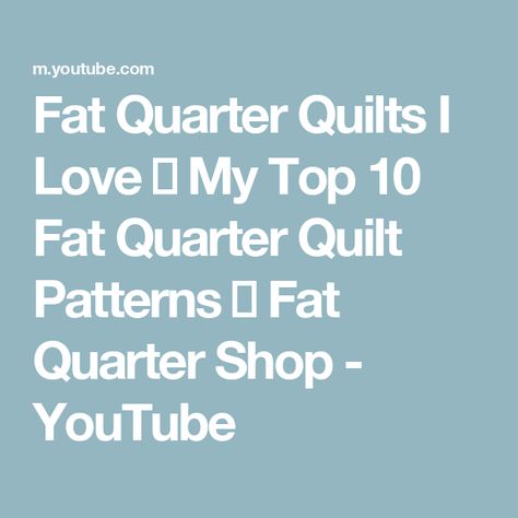 Fat Quarter Quilts I Love 😍 My Top 10 Fat Quarter Quilt Patterns 😍 Fat Quarter Shop - YouTube Free Fat Quarter Quilt Patterns, Fat Quarter Quilt Patterns, Irish Chain Quilt Pattern, Quilt Pattern Free, Free Applique Patterns, Fat Quarter Quilt Pattern, Lattice Quilt, Lap Quilt Patterns, Irish Chain Quilt