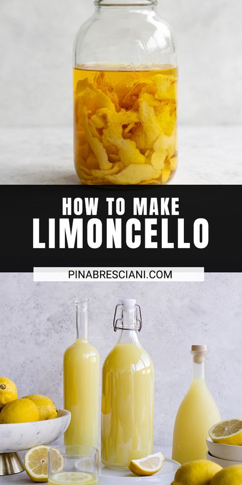 Homemade Liqueur Recipes, Lemon Peels, Making Limoncello, Limoncello Recipe, Homemade Limoncello, Italian Liqueur, Homemade Alcohol, Homemade Liquor, Liquor Recipes