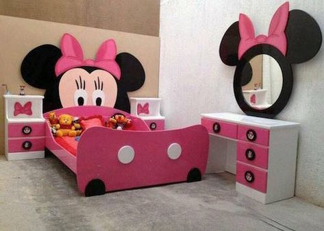 Like the idea of a Minnie Mouse themed room? Check out these Minnie room decoration ideas Minnie Mouse Bedroom Ideas, Minnie Mouse Bedroom Decor, Minnie Mouse Room Decor, Bedroom Ideas Bed, Minnie Mouse Bedding, Bilik Perempuan, Minnie Mouse Bedroom, Mickey Mouse Bedroom, Kids Bed Design