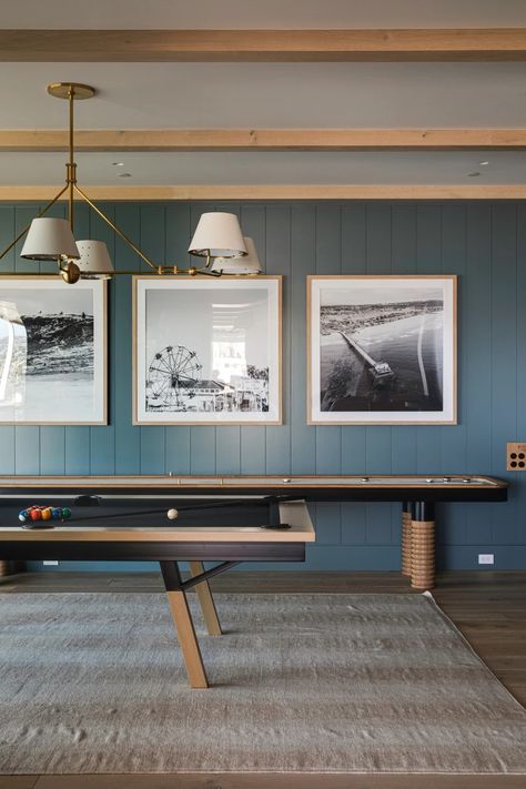 Brooke Wagner Design_Interior Design_Corona del Mar, California | Work (Title) Teen Game Rooms, Den Library, Brooke Wagner Design, Brooke Wagner, Blue Laundry Rooms, Pool Table Room, Basement Inspiration, Game Room Basement, Game Room Family