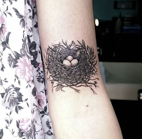 Nest tattoo Nest Tattoo, Earthy Tattoos, Mother Nature Tattoos, Nature Tattoo Sleeve, Black Bird Tattoo, Crows Nest, Tattoo Meaning, Tattoo Work, Nature Tattoos