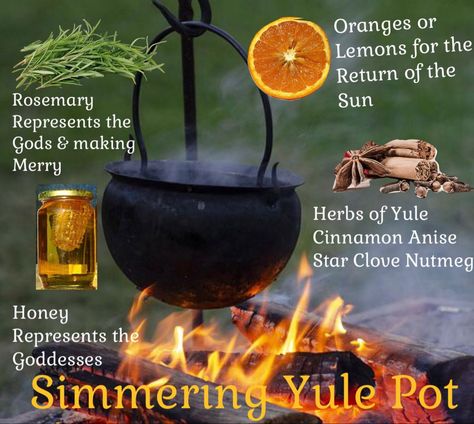 Yule Simmer Pot Spell, Yule Simmer Pot Recipes, Yule Meals, Yule Herbs, Yule Simmer Pot, Witchy Holidays, Wicca Holidays, Winter Solstice Traditions, Yule Traditions