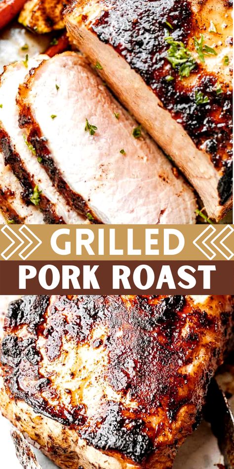 Bbq Pork Roast Grilled, Barbecue Pork Loin Recipes, Pork Tip Roast Recipes, Full Pork Loin Recipes, Grilled Boston Pork Roast, Grilled Boneless Pork Loin, Marinate Pork Loin, Pork Loin Roast Bbq, Marinades For Pork Loin