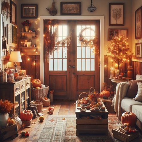 Fall-decorated rustic cottage ground floor rooms 🍁🧺🕯️ Images made with AI #homedesign #homeinterior #homeinspo #art #instaart #artgallery #artjournal #ai #aiinterior #aiart #digitalart #cluttercore #rusticdecor #rurallife #cottage #cottagecore #cottagedecor #cottagevibes #fall #fallvibes #falldecoration #autumn Cottage Thanksgiving, Silent Sisters, Cottage Autumn, Autumn Cottage, Autumn Interior, Rustic Cottage, Rural Life, Cozy Cottage, Cottage Homes