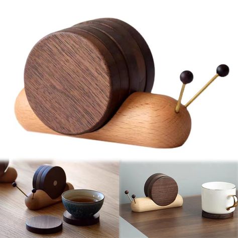 PRICES MAY VARY. 🍵【Embrace Nature】🐌With our handmade black walnut wooden trivet set, you'll own a piece of nature that beautifully decorates your kitchen counter, just like a realistic snail. This unique kitchen accessory is a one-of-a-kind wood gifts. 🍵【Snail Shape Inspired Design】🐌Our exclusive snail-shaped wood placemats add an elegant touch to your dining table and countertops, showcasing your taste during gatherings. Each hot pads is meticulously handcrafted, carved, and polished to per Wood Work Project, Wood Gadgets Ideas, Wood Products Ideas, Wooden Products Ideas, Wooden Presents, Wooden Accessory, Wood Kitchen Accessories, Small Wooden Projects, Woodworking Gift Ideas