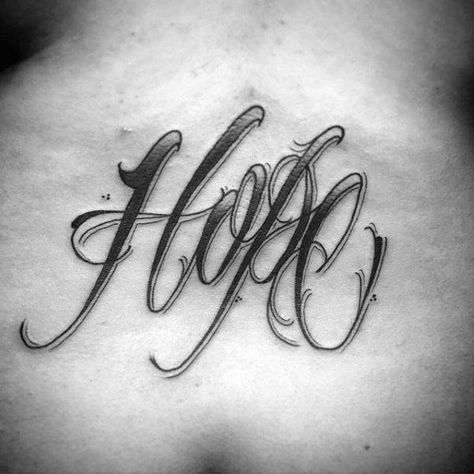 Hope Mens Shaded Stomach Tattoos Hope Tattoo For Men, Hope Tattoo Men, Hope Tattoo Ideas For Men, Hope Tattoo Fonts, Hope Tattoo Ideas, Hope Tattoo Designs, Word Design Ideas, Hope Tattoos, Hope Lettering