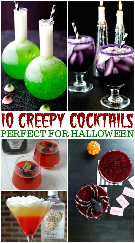 Fun Halloween Cocktails - Family Fresh Meals Halloween Cocktails Recipes, Halloween Smink, Halloween Themed Drinks, Halloween Eats, Halloween Party Drinks, Recipes Halloween, Recetas Halloween, Halloween Cocktail, Cocktails Recipes