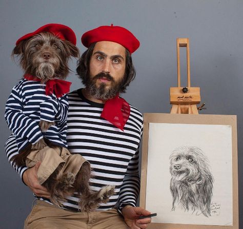 topher and rosenberg | Topher Brophy & Rosenberg - Twins - This guy and his dog bring ... Animal Selfie, Pet And Owner, Art Muse, Dog Match, Sketch Portrait, Very Cute Dogs, Funny Animal Photos, Dog People, Man And Dog