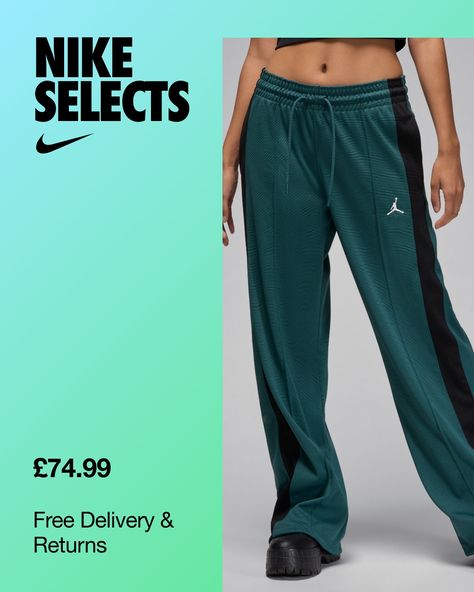 Craving something comfortable? Ideal for lounging at home and kicking back with friends, these smooth knit trousers feature an elastic waist, pintuck detailing and a relaxed fit through the legs for optimal comfort. Nike Jordan Women's Knit Tracksuit Bottoms - Green Nike Jordans Women, Knit Trousers, Jordans Women, Kick Backs, Nike Store, Tracksuit Bottoms, Knitting Women, Nike Jordan, Track Pants