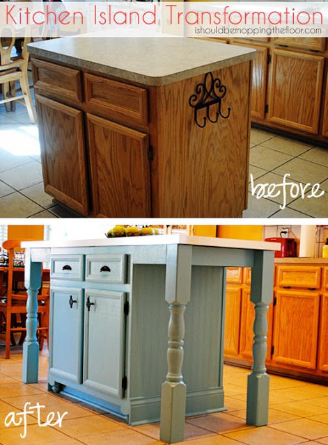 Original Friday Feature: Kitchen Island Transformation from i should be mopping the floor Kitchen Island Makeover, Kitchen Island Tops, Diy Kitchen Island, After Pictures, Kitchen Redo, Before And After Pictures, Kitchen Makeover, Redo Furniture, Repurposed Furniture