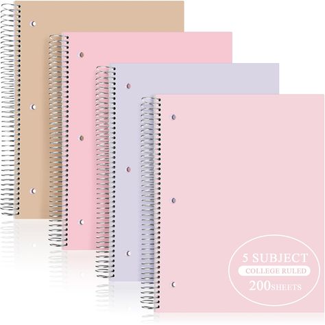 PRICES MAY VARY. Enough Quantity: the package includes 4 pieces of spiral notebooks college ruled in 4 pastel colors, ideal not only for individual use, but also for educational institutions, enterprises, or families, and the rich colors complement various personal styles and aesthetics, presenting a pleasing visual experience to users Quality and Durable Design: the spiral notebook 5 subject is crafted with a poly plastic cover, ensuring durability and longevity; This robust construction safegu 5 Subject Notebook Aesthetic, Cute Aesthetic School Supplies, Kawaii School Supplies Notebooks, Cute School Supplies For Highschool, 5 Subject Notebook, Notebooks Aesthetic, Tina Nguyen, Aesthetic Notebooks, Pastel Notebook