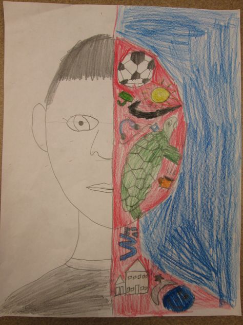 Split self-portraits Self Portrait Kids, World Art Day, Self Portraits, Art Classes, Self Portrait, Art Day, Art Inspo, Split, Arts And Crafts