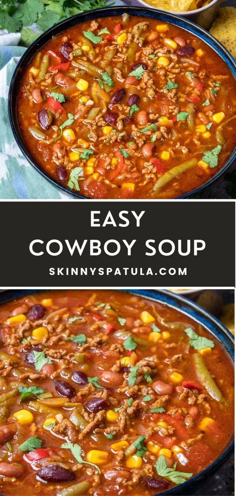 Cowboy Soup, Easy Crockpot Soup, Slow Cooker Meal, Beef Soup Recipes, Homemade Soup Recipe, Chili Soup, Crockpot Soup Recipes, Delicious Soup Recipes, Soup Recipes Slow Cooker