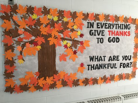 Fall Christian Door Decorations, Christian Thanksgiving Bulletin Board Ideas, Thanksgiving Bulletin Board Ideas Church, Harvest Classroom Door, Church Bulletin Board Ideas Fall, Church Fall Bulletin Board Ideas, Fall Church Bulletin Boards Autumn, Christian Fall Bulletin Board Ideas, Harvest Decorations For Church