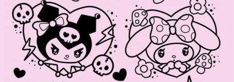 My Melody And Kuromi Tattoo Ideas, Kuromi Outline Drawing, Matching Tattoos Sanrio, My Melody And Kuromi Matching Tattoos, Kuromi And Melody Tattoo, Kuromi And My Melody Matching Tattoo, Matching Sanrio Tattoos, Kuromi My Melody Tattoo, My Melody And Kuromi Tattoo