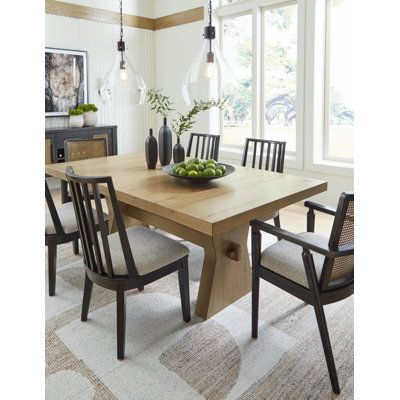 This dining table expertly refines the raw beauty of wood, bringing a rustic vibe to urban contemporary design. It creates an organically beautiful feel in your dining room—an extra-thick tabletop spotlights the unique, natural details of the wood. And the stunning simplicity of the materials allows you to seamlessly coordinate this table with your existing decor. Loon Peak® | Loon Peak® Biseye Dining Table 29.75 H x 78.0 W x 44.0 D in brownWood | 29.75" H X 44" W X 78" L | Wayfair