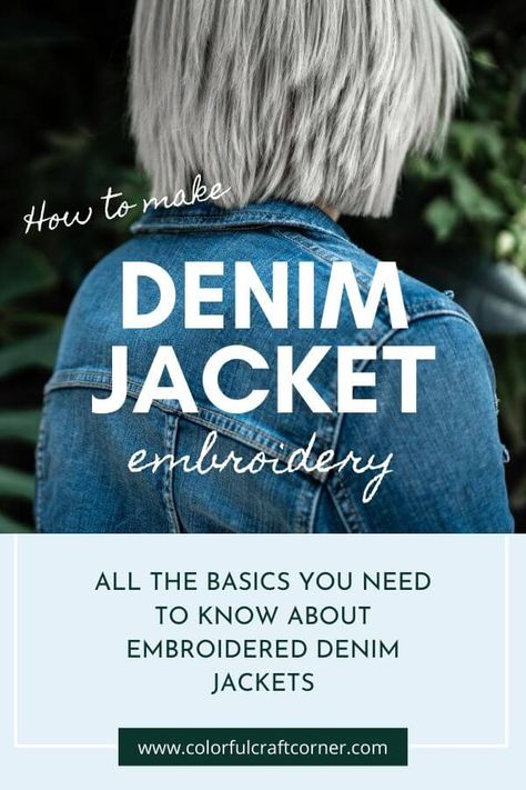 Denim Jean Embroidery Ideas, How To Embroider Denim By Hand, How To Embroider Denim, Hand Embroider Jean Jacket, Embroidery For Jean Jackets, Embroidery On Jean Jackets Diy, Diy Denim Jacket Embroidery, Repurpose Denim Jacket, Blue Jean Jacket Embroidery