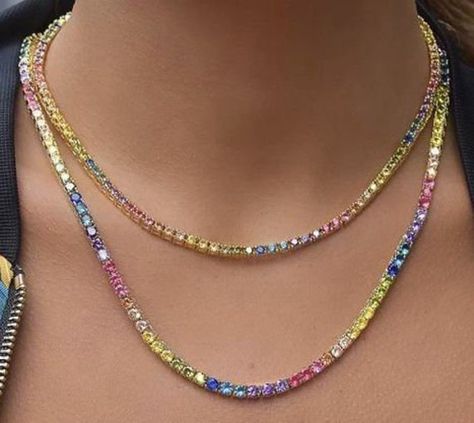 Beautiful rainbow choker, made of Italian 925 sterling silver and pure multicolored zircons. Adjustable crew neck up to max 42 cm. To be worn in the style of Venus Necklace, Choker. Large zircons, 4 mm. Nickel free Venus Necklace, Rainbow Choker, Rainbow Necklace, Tennis Necklace, Necklace Choker, Beautiful Rainbow, Favorite Jewelry, Necklace Etsy, Choker