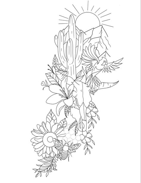 Flowers With Beads Tattoo, Tattoo Ideas For Hips For Women, Country Neck Tattoo, Sleeves For Women Tattoo Western, Fill In Sleeve Tattoo Spaces Women, Women Ribcage Tattoo, Punchy Western Thigh Tattoos, Longhorn Tattoo With Flowers, Tattoo On Calf For Women