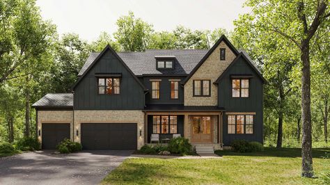 Modern Farmhouse 2.0 in North Glen Hills - Rockville, MD Classic Style House, Classic Colonial Homes, Contemporary Floor Plans, Classic Homes, Colonial Homes, Exterior Rendering, Living Comedor, 3d Studio, House Roof