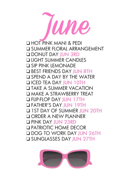 Seasonal Living List, June Ideas, Monthly List, Monthly Celebration, Monthly Activities, Seasonal Living, Best Friend Day, Summer Candles, Life List