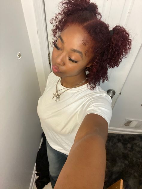 Burgundy Natural Curly Hair, Red Hair 4c, Copper Burgundy Hair, Dark Red 4c Hair, Wine Red Hair Black Women, Dyed Pixie Cut Black Women, Burgundy 4c Hair, Maroon Hair Black Women, Burgundy Hair Black Women Natural