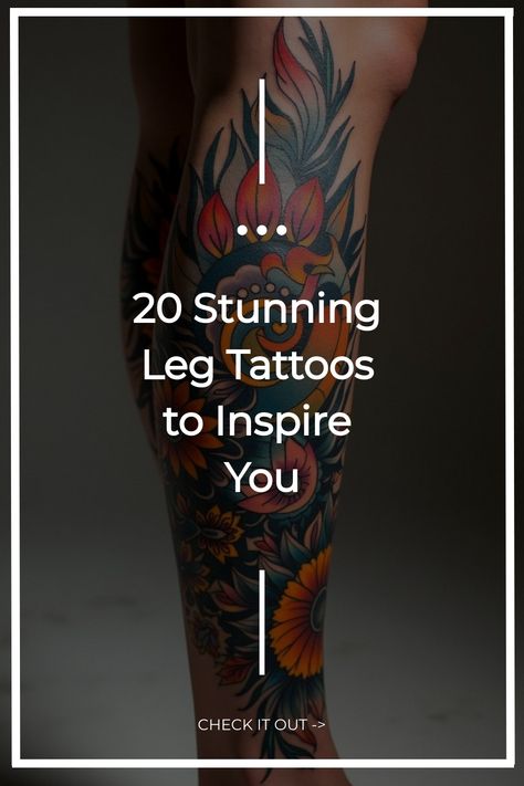 20 Stunning Leg Tattoos to Inspire You Back Legs Tattoo Women, Black And White Leg Tattoos Women, Outside Leg Tattoo, Men’s Leg Sleeve Ideas, Eagle Calf Tattoo Men, Leg Tattoos Women Lower Calf Unique, Vine Leg Tattoo Men, Leg Tattoos Women Meaningful, Leg Scar Tattoo Cover Up