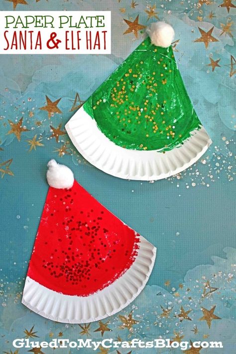 Paper Plate Santa, Christmas Art For Kids, Christmas Art Projects, Christmas Crafts For Toddlers, Preschool Christmas Crafts, Santa Crafts, Toddler Arts And Crafts, Christmas Arts And Crafts, Santa Elf