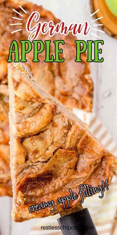 German Apple Pie Recipe, German Apple Pie, Recipe With Heavy Cream, Chipotle Recipes, Restless Chipotle, Apple Cream, Cheesecake Pudding, Apple Pie Recipe, Apple Filling