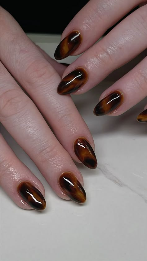 Tortoise nails  Check more at https://darkgreen-dog-245664.hostingersite.com/tortoise-nails/ Tortoise Shell Nails Almond, Tort Shell Nails, Tort Nails, Tortus Shell Nails, Tortious Shell Nails, Toirtoshell Nails, Pre Fall Nails, Tortoise Nails Design, Gel X Nails Ideas