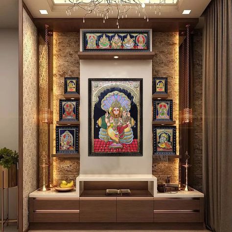 Buy 8 Tanjore Paintings. 12 Gods & Goddess for Pooja Room, Different Sizes. 22K Gold. Sharp Details. Made to Order by Experienced Skilled Artist Online in India - Etsy Pooja Room Ideas South Indian, Open Pooja Room Ideas Indian, Tanjore Painting Pooja Room, God Room Designs, Pooja Room In Living Room, Puja Room Design Indian Modern, Pooja Room Door Design Modern, Pooja Room Ideas Indian Traditional, Pooja Room Ideas Indian Modern