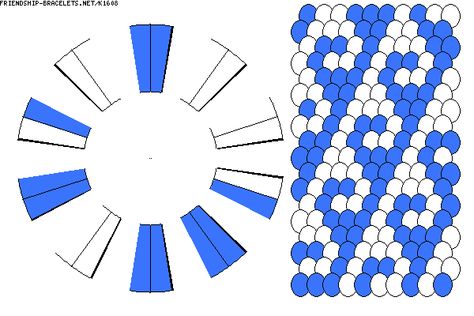 K1608 - friendship-bracelets.net Kumihimo Friendship Bracelets, Kumihumi Patterns, Kimuhimo Patterns, Kumihimo Bracelets Patterns, Wheel Bracelet, Kumihimo Tutorial, Net Making, Japanese Braiding, Kumihimo Braiding